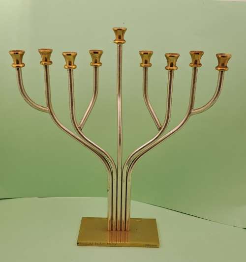 Vintage Korem 24kt Gold and Silver Plated Menorah Jerusalem 265mm tall x 240mm x 50mm