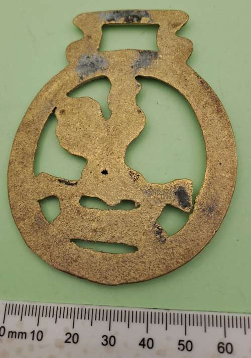 Vintage Horse Brass - Rooster-Cockerel-on trumpet 86mm x 68mm