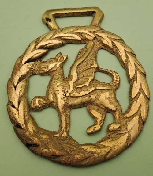 Vintage Horse Brass Wales  -83x70mm