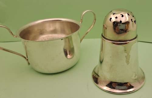 Vintage Silver plated Barbers soap cup and powder holder