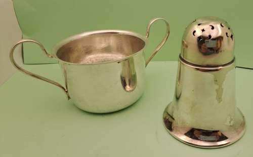 Vintage Silver plated Barbers soap cup and powder holder