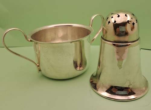 Vintage Silver plated Barbers soap cup and powder holder