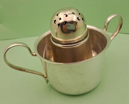 Vintage Silver plated Barbers soap cup and powder holder