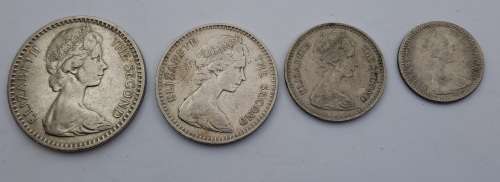 1964 Rhodesia coins 25c(2½ Shillings ),20c( 2 Shillings),10c(1 shilling)and sixpence