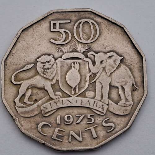 1975  Swaziland (Eswatini ) 50 Cents - Sobhuza II