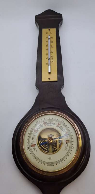 Antique/ Vintage SUNDO Barometer with Thermometer 390x30x35mm
