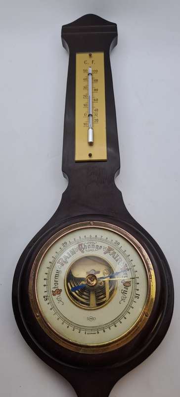 Antique/ Vintage SUNDO Barometer with Thermometer 390x30x35mm