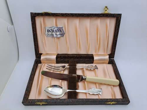 Vintage Knife,Fork and Spoon set Boxed -A Dorada Quality Product-Rockingham plate EPNS A1 Sheffield