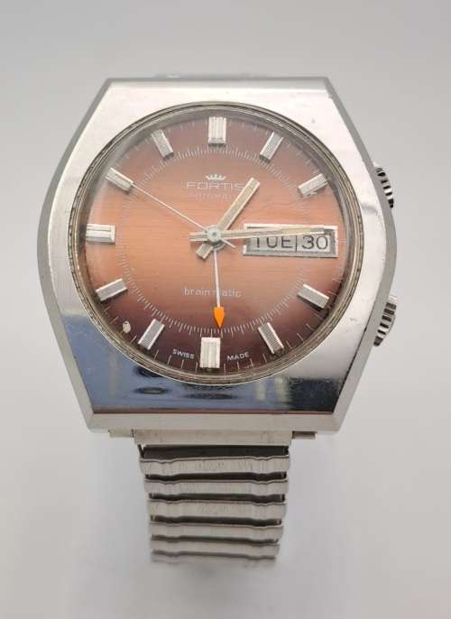 Rare Vintage FORTIS Automatic Brain Matic alarm  Mens watch- working