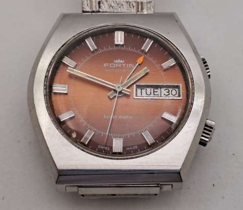 Rare Vintage FORTIS Automatic Brain Matic alarm  Mens watch- working