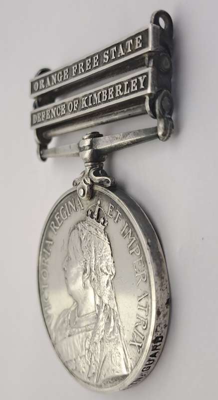 Rare BOER WAR QUEEN'S SOUTH AFRICA MEDAL Defence of Kimberley and OVS -TOWN GUARD PTE C.O Halverson