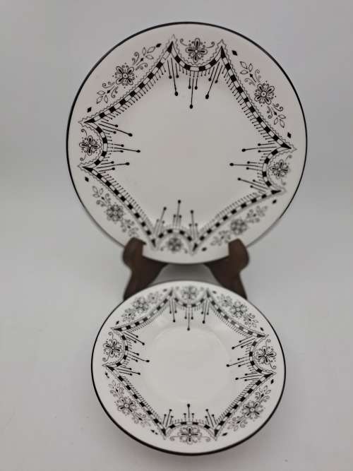 Vintage Shelley Art Deco China Demitasse Cup with saucer and side plate Rd 674953 - England