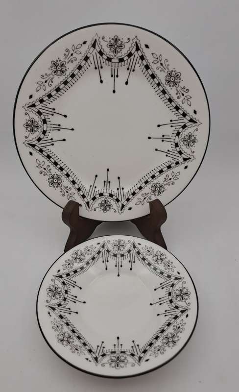 Vintage Shelley Art Deco China Demitasse Cup with saucer and side plate Rd 674953 - England