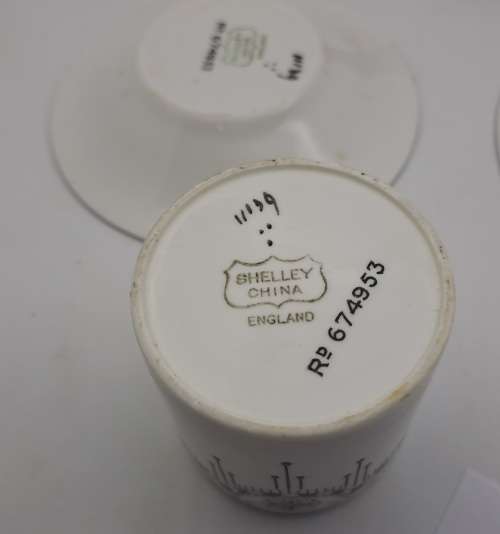 Vintage Shelley Art Deco China Demitasse Cup with saucer and side plate Rd 674953 - England