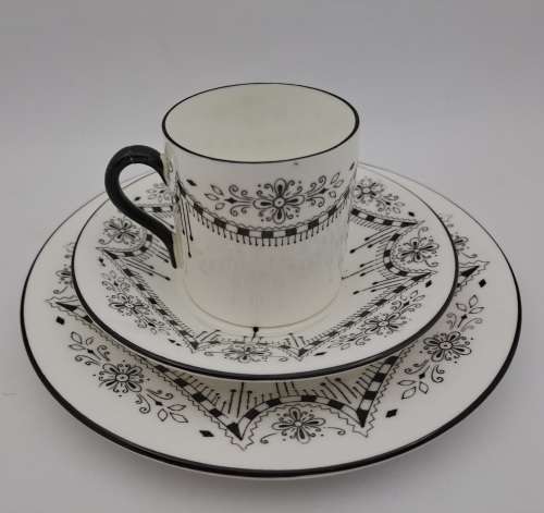 Vintage Shelley Art Deco China Demitasse Cup with saucer and side plate Rd 674953 - England