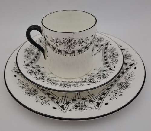 Vintage Shelley Art Deco China Demitasse Cup with saucer and side plate Rd 674953 - England