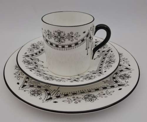 Vintage Shelley Art Deco China Demitasse Cup with saucer and side plate Rd 674953 - England