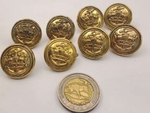 8 Vintage British Merchant Navy Tunic Buttons 23mm