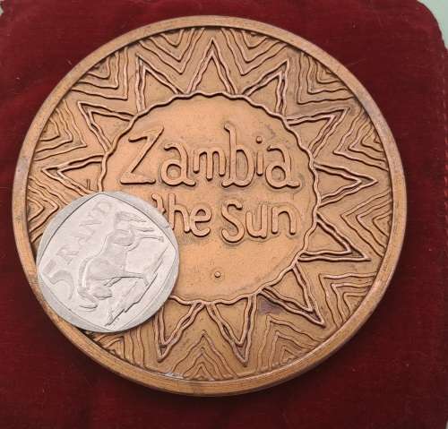 1970 Zambia in the Sun Non-Alignment Conference  LARGE and HEAVY Copper Medal 232gram