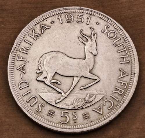 1951 Silver 5 Shillings(1 Crown)  - Elizabeth II 1st portrait
