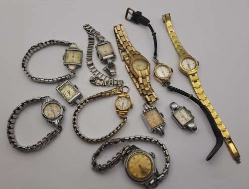 11 x Vintage ladies Mechanical watches (NOT WORKING) inc. Admiral watersport,Rotary,Roamer,Cyma for