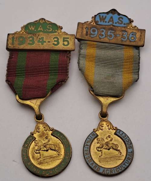 1934-1935 and 1935-1936 W.A.S (Witwatersrand Acricultural Society)Horse show Medals No 9 and 75