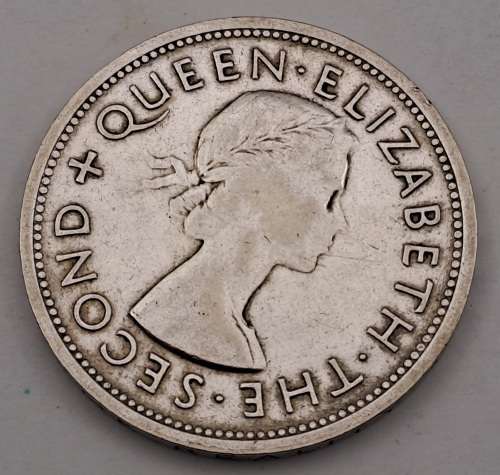 1953  Southern Rhodesia (SILVER .500) 1 Crown - Elizabeth II Cecil Rhodes(Circulated)