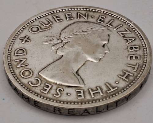 1953  Southern Rhodesia (SILVER .500) 1 Crown - Elizabeth II Cecil Rhodes(Circulated)