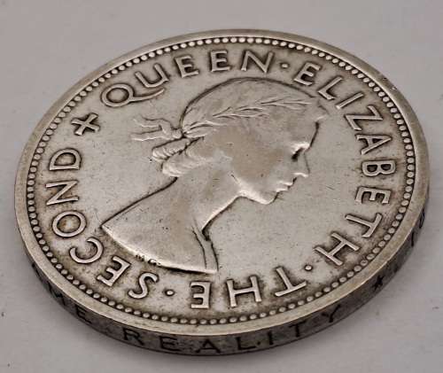 1953  Southern Rhodesia (SILVER .500) 1 Crown - Elizabeth II Cecil Rhodes(Circulated)