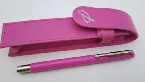 Pink Parker Vector Fountain Pen in Leather Pouch -Unused - need ink Cartridge