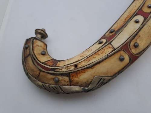 Antique Dagger with metal and Bone Sheath -Maker stamp Unidentified -Could be from Yemen