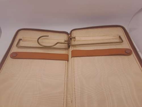 Vintage slim Leather Tie Travel case 152mmx355mmx20mm