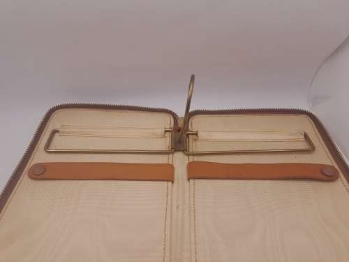 Vintage slim Leather Tie Travel case 152mmx355mmx20mm