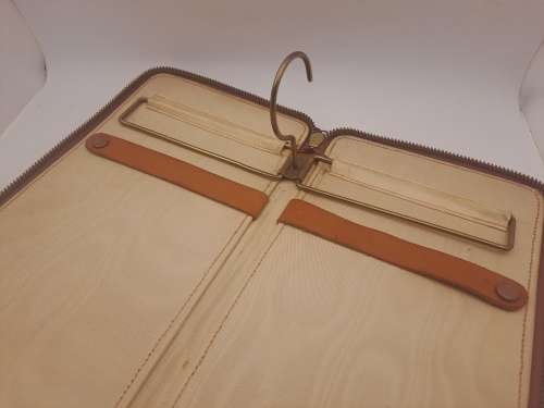 Vintage slim Leather Tie Travel case 152mmx355mmx20mm