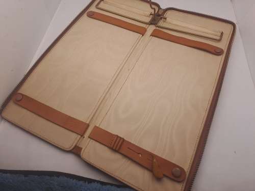 Vintage slim Leather Tie Travel case 152mmx355mmx20mm