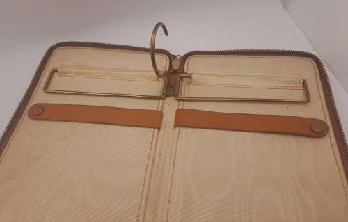Vintage slim Leather Tie Travel case 152mmx355mmx20mm