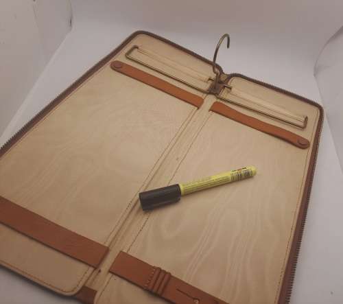 Vintage slim Leather Tie Travel case 152mmx355mmx20mm