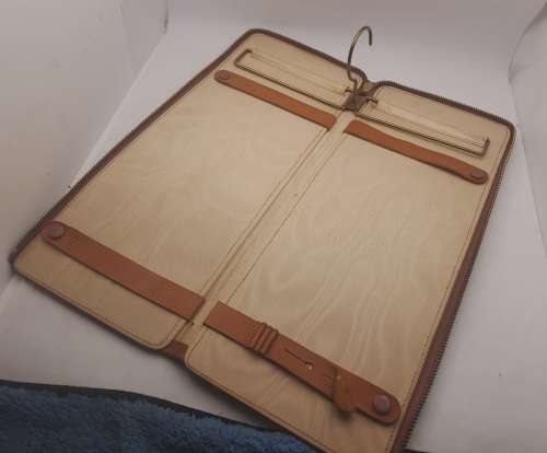 Vintage slim Leather Tie Travel case 152mmx355mmx20mm