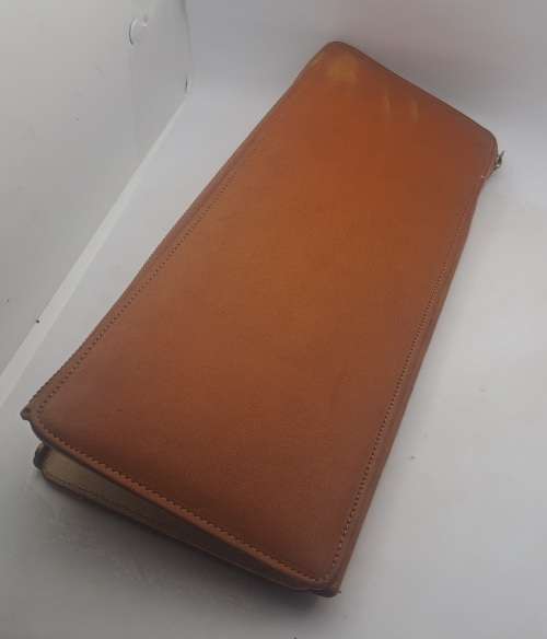 Vintage slim Leather Tie Travel case 152mmx355mmx20mm