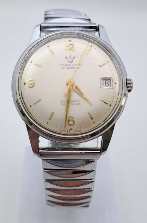 Collectable Vintage TRADITION Swiss Mens Automatic Calender watch (WORKING) 21 Jewels