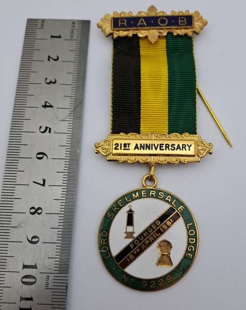 Vintage R.A.O.B  21st Anniversary Lord Skelmersale Lodge Masonic Jewel (free Mason)