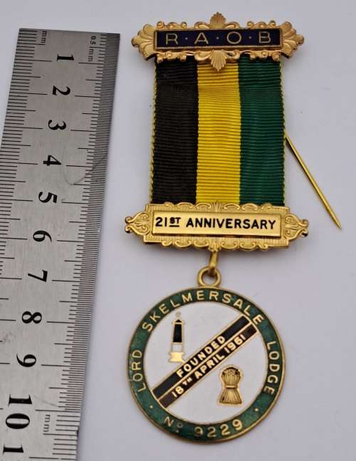 Vintage R.A.O.B  21st Anniversary Lord Skelmersale Lodge Masonic Jewel (free Mason)
