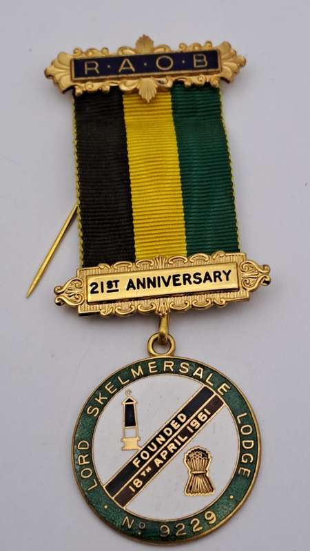 Vintage R.A.O.B  21st Anniversary Lord Skelmersale Lodge Masonic Jewel (free Mason)