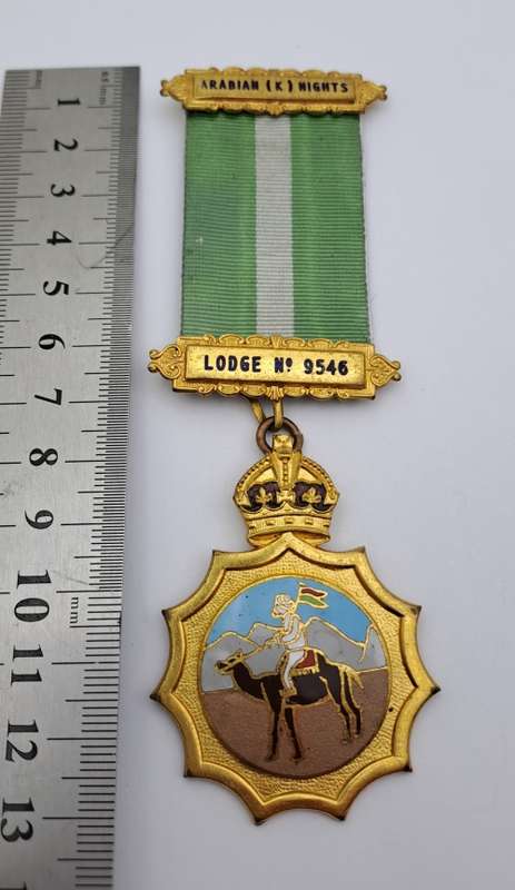 Vintage ARABIAN (K)Nights  LODGE 9546 Masonic Jewel (Free Mason) Engraved