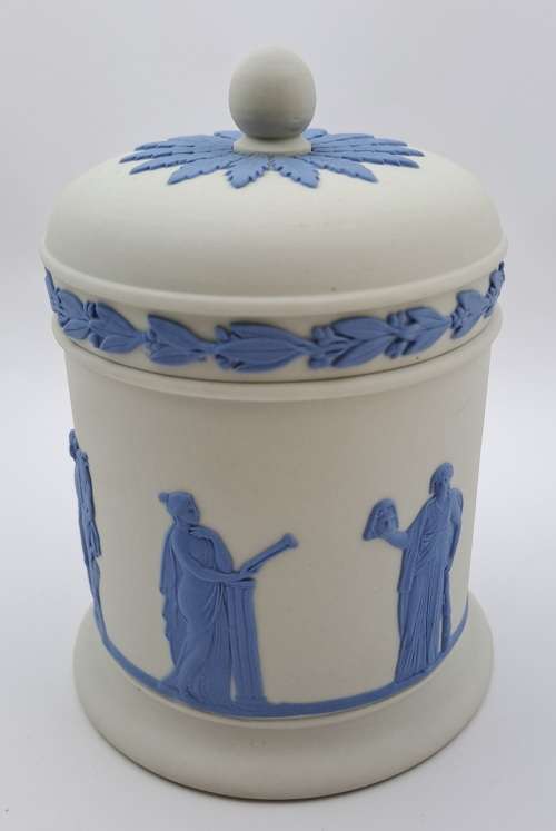Collectable Vintage Wedgwood Jasperware Pot with Lid =115mmx85- Made in England