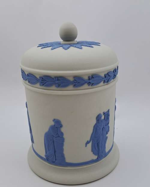 Collectable Vintage Wedgwood Jasperware Pot with Lid =115mmx85- Made in England