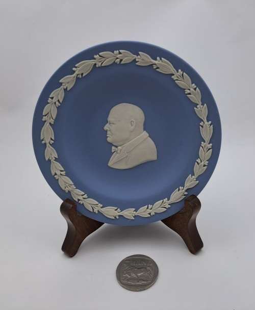 Collectable Vintage  Wedgwood Jasperware small Plate Winston Churchill 111mm-Made in England