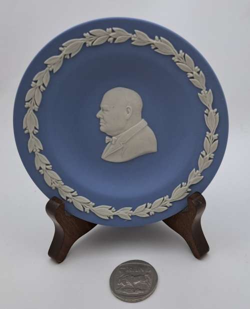 Collectable Vintage  Wedgwood Jasperware small Plate Winston Churchill 111mm-Made in England