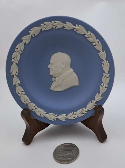 Collectable Vintage  Wedgwood Jasperware small Plate Winston Churchill 111mm-Made in England