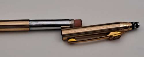 Vintage QUILL 1/20 14KT Gold filled pen and Pencil set in Case -USA- Standard bank Branded